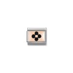 Rose Gold Enamel Black Flower Link
