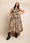 De Chine Frill Dress - One Size Fits All Black yellow Strike