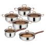 Stainless Steel Cookware Set Pot Set With Glass Lids 12 Piece Rose Gold