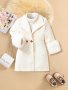 Baby Girls White Lapel Long Sleeve Coat Jacket For Autumn Winter
