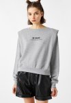 Shoulder Pad Letter Printed Sweatshirt - Grey