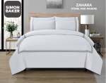 Simon Baker T200 Cotton Percale Embroidered Duvet Cover Set - Zahara Marine stone Various Sizes - Marine Super King 260 X 230C