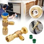 1PC Refrigeration Charging Air Conditioning Adapter For R410A R22 1 4" Liquid Safety Liquid Valve Hose R22 Copper Adapter Hand T