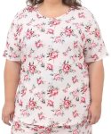 Ladies Floral Pj Tee - 6XL Pink