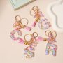 1PC A-z Heart Glitter Resin Keychain Cute Butterfly Pendant Tassel Keyring Alloy Bag Charms Car Key Ring For Women Daily Use