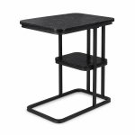Modern 2-TIER C-shaped Side Table With Black Marble-effect Shelves