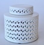 White Round Cut-out Jar 30X20CM