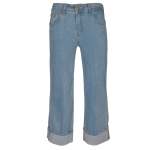 Wide Leg Turn Up Pants - Light Blue L