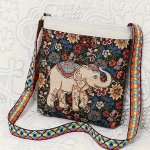 Ethnic Style Elephant Pattern Shoulder Bag Classic Textured Crossbody Bag For Women