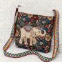 Ethnic Style Elephant Pattern Shoulder Bag Classic Textured Crossbody Bag For Women