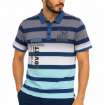 Soviet Mens Yarn Dyed Stripe Golfer In Blue - Blue XL
