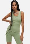 Ribbed Cotton Vest Top - Green