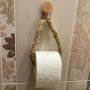 Rustic Hemp Rope Tissue Holder - Solid Wood & Rope Weave Design Self-adhesive Roll Paper Rack For Bathroom Decor