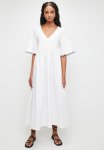 Angel Sleeve With Tipping Babydoll Midi Dress - Ecru