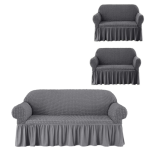 Smte Elastic Stretch Universal Stretch Couch Cover 3 Pieces Grey With Keychain