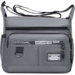Grey Men& 39 S Multi-layer Crossbody Bag Large Capacity Waterproof Shoulder Bag