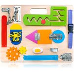 Montessori Busy Board For Toddlers Wooden Sensory Toys Preschool Learning Activities For Fine Motor Skills Travel Toy Basic Life