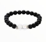 Lava Stone Bracelet With 2 Clear Stones