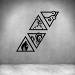 4 Piece Four Elements In Triangles - Rust Coat L 700 X H 1000MM