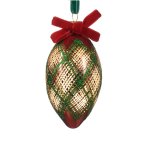 Glass Bauble With Green & Red 8CM - Star