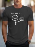 Men's Stylish " Plz Use It" Creative Print T-Shirt Crew Neck Short Sleeve Casual Tee Versatile Top For Spring And Summer Trendy