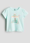 Printed Jersey Top - Light Turquoise & Ice Cream