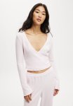 Cotton On Super Soft Ribbed Wrap Top - French Fairytale Marle