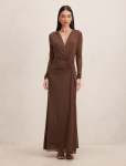 Amara Draped Mesh Maxi Dress - 16 Chocolate