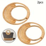 2PCS Circle Purse Shoulder Strap Purse Woven Purse Handles For Purses Woven Tote Handles Replacement Purse Strap Handles For Han