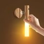 1PC Motion Sensor Night Light Magnetic Wall Light USB Charging LED Light Rechargeable Rod Wireless Stairs Indoor Wooden Wall Light Wardrobe Light For Hallway Stairs