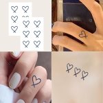 Fruit Juice Tattoo Stickers 2PCS SET Cute Finger Heart Pattern Waterproof Semi-permanent Temporary Tattoos For Men Women Couple