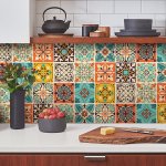 30PCS Bohemian Style Tile Self-adhesive Wall Stickers Peel And Stick Waterproof Living Room Kitchen Bedroom Wall Stickers Vinyl