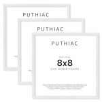 Puthiac 8X8 Solid Oak Wood Picture Frame Fits 4X4 With Mat Or 8X8 Without Mat Wall Or Tabletop Display With Stand Plexi Front 3