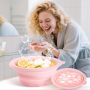Face Bowl For Ice With Built-in Icetray Silicone Ice Facial Foldable Washbasin Ice Bath For Face Facial Plunge Bowl Face Icebath At Home Pink