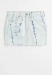 Low Waist Denim Skirt - Light Denim Blue Patterned