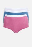 Jockey 3 Pk Plain Full Brief - Blue mauve petal