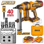 Ingco 20V Bl Cordless Concrete Nailer 15-40MM Solo Unit CCNLI9005