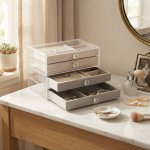 3-TIER Clear Acrylic Jewelry Box With Velvet Drawers