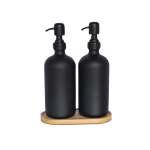Matte Black Dispenser Set With Tray