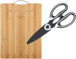 Bamboo Cutting Board With Kitchen Scissors Set 32X22CM Bamboo Cutting Board Scissor Kitchen Tool Set