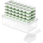 4-PACK Reusable Ice Cube Trays Silicone Ice Maker With Lid - Green