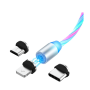 Worldcart Magnetic LED USB Fast 3A Charging Cable - Multi-colour