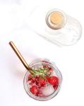 Set Of 2 Bent Rose Gold Stainless Steel Straws Plus Cleaner