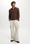 Cotton On Baggy Pleat Cargo Pant - Light Stone Cord