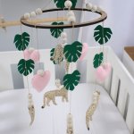 Cot Mobile Safari With Leaves And Heart