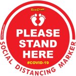Tork Craft Covid 19 - 300MM Round Social Distancing Graphic - Red Small Feet Here