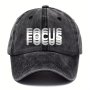 1pc FOCUS Embroidered Washed Cotton Baseball Cap Adjustable Unisex Classic Style Sports Duckbill Hat For Men And Women