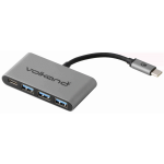 Volkano X Core Hub Series USB Type C To 3X USB 3.0 Plus Power - 10CM - Charcoal VK-20058-BK