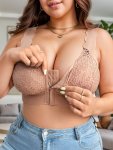 Women's Plus Elegant Bra Plus Size Floral Lace Non Padded Wireless Full Coverage Comfort Bra