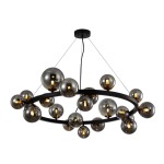 Round Constellation Pendant 20 Light Black Metal And Glass - 3 Mount